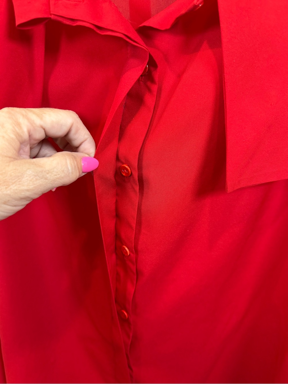 Vintage Plus Jonquil Judy Bond Co. Pussybow Blouse Red Tie Neck Size 18 - Picture 5 of 5